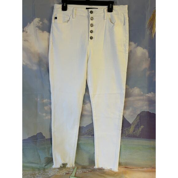 New Kancan Button Fly White Jeans - Size 15/31 ragged hem - Picture 1 of 7